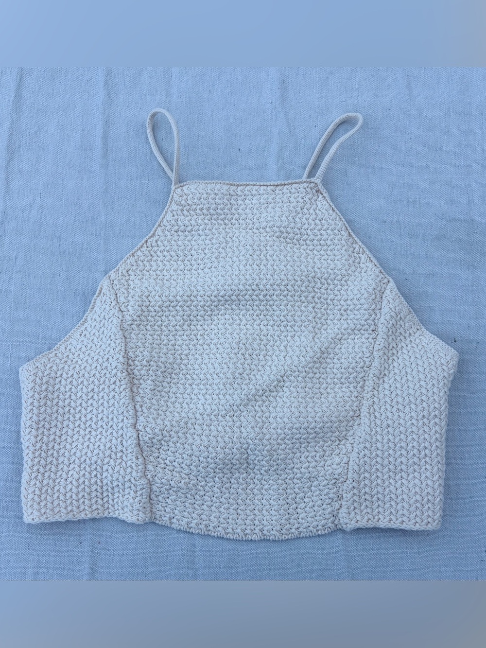 Free People Beach Cream Knit Crop Top, Boho Cottagecore Summer Festival